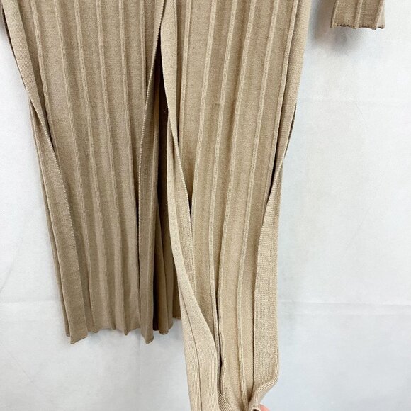 Theory Wide Rib Duster Cardigan Sweater Merino Wool Tan Brown - Size Small - Picture 3 of 8